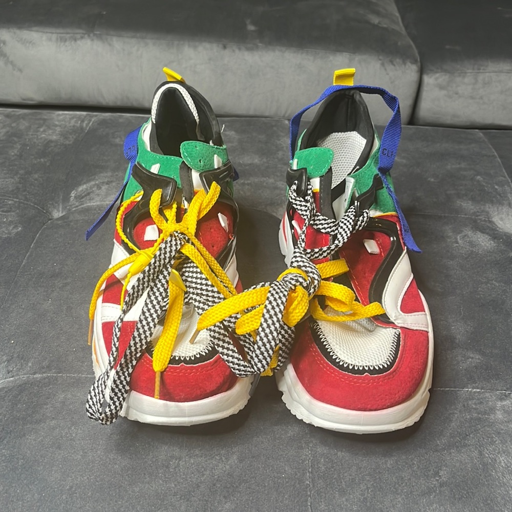 Multi colored tennis shoes